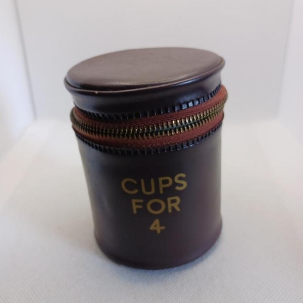 Vintage Travel Cups with leather Case